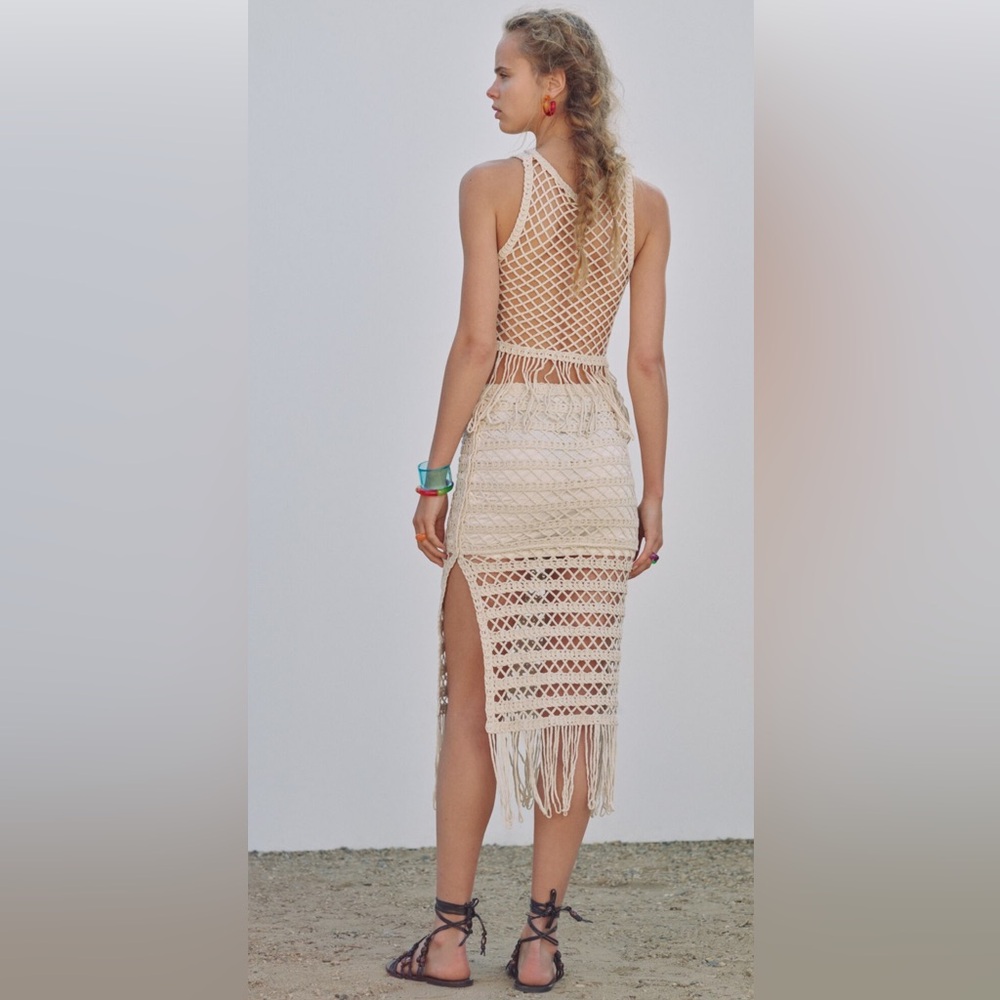 Zara Cream Crochet Tank Top - Picture 4 of 12